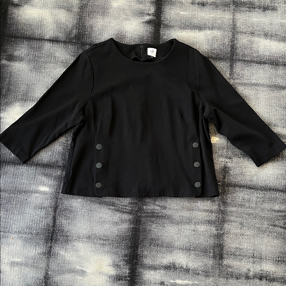 Cabi Elegant Black Blouse with Button Details